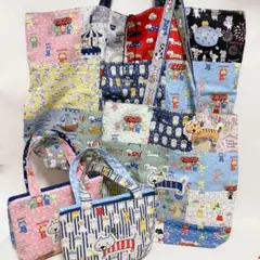 チャッピー。双子ポーチ パッチワークトートバッグ 大きめエコバッグ チャッピー様専用。双子ポーチ パッチワークトートバッグ 大きめエコ