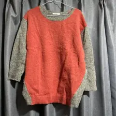 niko and ... 長袖ニットセーター オレンジ/グレー