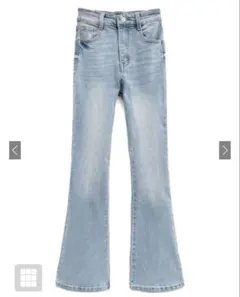 ハイウエストフレアデニムパンツ［Cu498］グレイル