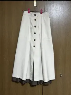 2way Lily Brown アイボリー ボタン付きロングスカート サイズ0