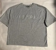 ZARA グレー ラメ入り NEW YORK Tシャツ Mサイズ