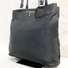 プラダ　トートバッグ　三角プレートロゴ　3室 テーストナイロン　レザー ブラック