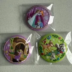 刺繍缶バッジ ディズニー アナ雪 ラプンツェル バンビ