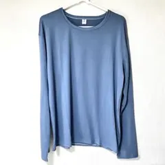新品 メンズ 長袖Tシャツ 綿100% 無地 ブルー ゆったり 春秋 大きめ