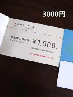 アダストリア ADASTRIA 株主優待券 3,000円分のサムネイル