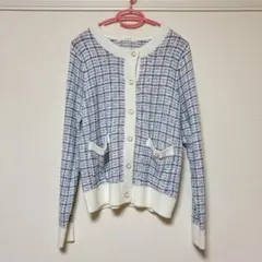 ハニーズ GLACIER ツイード風カーディガン ブルー系