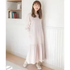 【新品未使用品】サニーレーベル パフスリーブコットンジャガードワンピース グレー