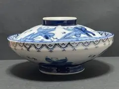 染付蓋付き丼鉢 窓絵（山水図＆漢詩） 瀬戸焼（愛知県）レア品 - メルカリ