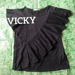 *セール 美品【 VICKY 】デザイン ネイビー カットソー 日本製