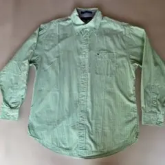 TOMMY HILFIGER グリーンチェックシャツ M 古着