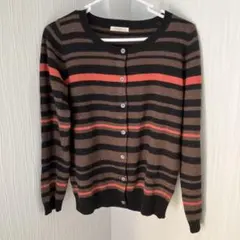 Techichi ストライプデザイン 長袖ニットカーディガン