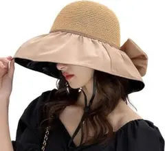 日除け帽子⭐️ 日焼け防止 リボン付き 紫外線対策 UPF50+ UVカット
