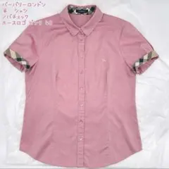 バーバリーロンドン 半袖 ブラウス ノバチェック　ホースロゴ刺繍 ピンク