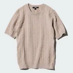 ユニクロ ベージュ ケーブルニット 半袖セーターのサムネイル