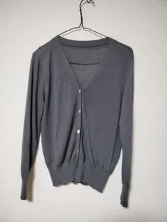 サマーニットVネックカーディガン｜チャコール