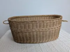 ラタン　かご　籐　ヴィンテージ　楕円形の天然素材収納バスケット