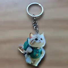新品未使用で可愛い猫のアクリルキーホルダー バックパック付き