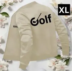 【新品/XLサイズ】ゴルフウェア ジップアップ ジャケット ベージュ レディース
