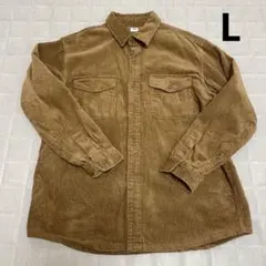 UNIQLO ユニクロ　コーデュロイ オーバーサイズワークシャツ 長袖　茶色　L