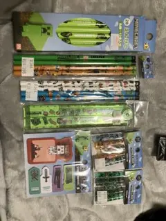 マインクラフト 文房具セット 鉛筆 定規 ふせん キャップ