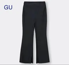 GU リブスリムフレアパンツ M 黒 ブラック