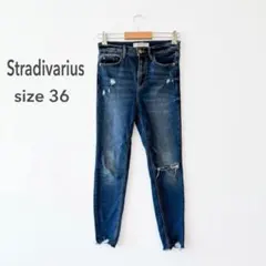 ストラディバリウス スーパーハイウエスト スキニーデニム 36 S〜M ダメージのサムネイル