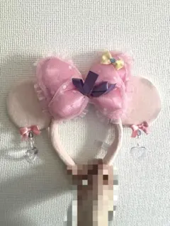 ミニーマウス風カチューシャ ピンクと入れ物