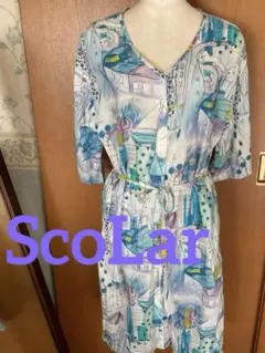scolarスカラー カラフル 水色 ブルー半袖ワンピース シャツ 個性的のサムネイル