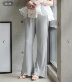 Petitle 裾メローイージーリブパンツ　プチMサイズのサムネイル