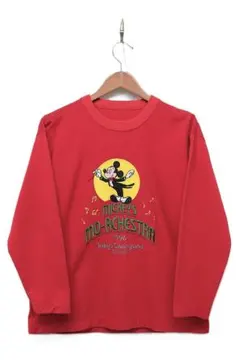 E586 ヴィンテージ 90s Disney ミッキー 鹿の子 Tシャツ 刺繍