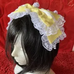 【レモン×ホワイト】リボンカチューシャ【手作り】