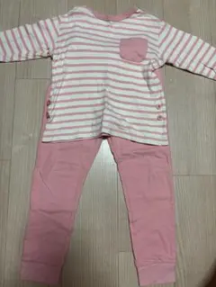 120cm ピンクと白のストライプパジャマ
