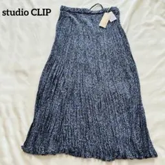 新品 スタジオクリップ ワッシャープリーツスカート F 青 花柄 お出かけ 旅行