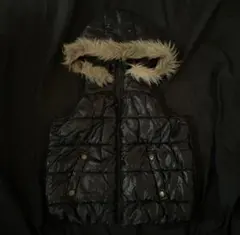 00s 平成ギャル ファー ダウンベスト v系 お兄系 光沢 y2k