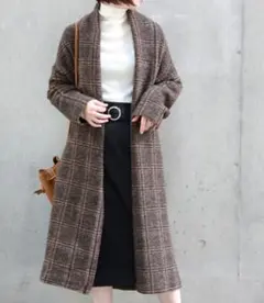 ADAM ET ROPE AER チェック柄 軽量 ロングコート