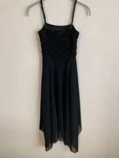 黒ドレス キャミソールドレス ロングワンピース パーティードレス アシンメトリー