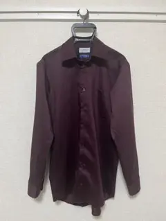 LES MUES バーガンディ ノンアイロン 長袖シャツ