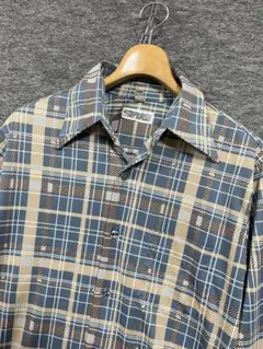 70’s SPIRE California チェック柄 長袖 ポリシャツ L