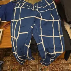 YAMASHIRO 青 格子模様 パンツ Lサイズ ステテコ美品!のサムネイル