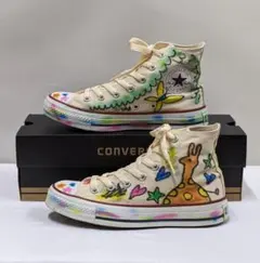 コンバース/ハイカットスニーカー/ペイント・落書き・アートデザイン/キリン・蝶々