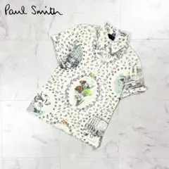 ポール・スミスブラック 総柄ポロシャツ 半袖 パステルイエロー M*HD1285