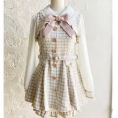 LIZLISA チェックツイードセットアップ　ベージュ