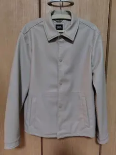 【美品】ZARA ザラ フェイクレザージャケット ベージュ S スナップボタン