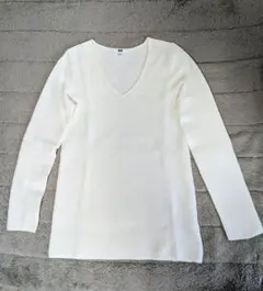 UNIQLO ユニクロ Vネック リブニット セーター 長袖 ホワイト