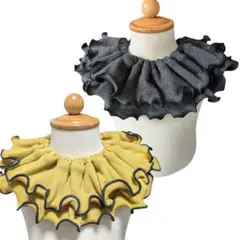 【2枚セット】360°フリルスタイ チャコール　マスタード