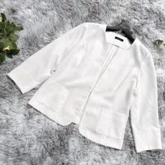 【a.v.v】ノーカラージャケット ホワイト XL イトキン