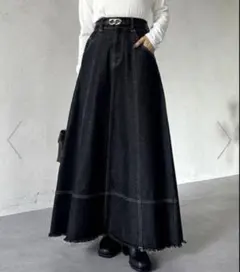 thevon フリンジ裾 ロングスカート