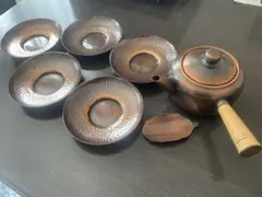 値下げ！桃山工房！？銅製急須と茶托セット？中古！新品同様！