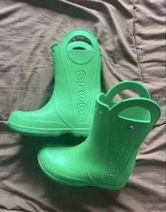 crocs グリーン ショートブーツ　長靴