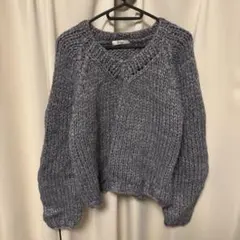 CANAL JEAN ローゲージ Vネック ニット グレー